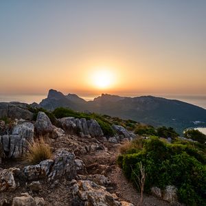 Preview wallpaper mountains, stones, view, sea, landscape