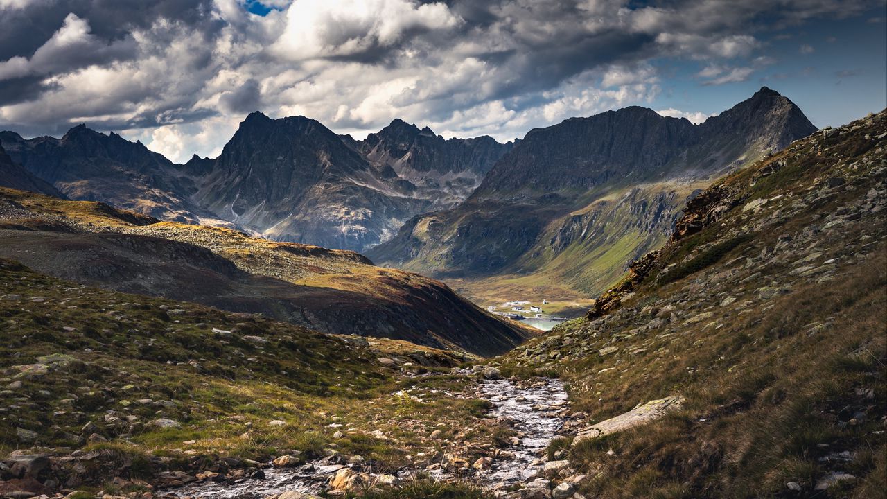 Wallpaper Mountains, Stream, Valley, Landscape, Nature Hd, Picture, Image