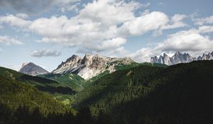 Preview wallpaper mountains, summer, grass, clouds