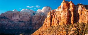 Preview wallpaper mountains, sun, trees, rocks