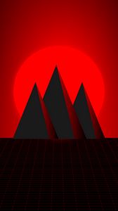 Preview wallpaper mountains, sun, vector, art, red