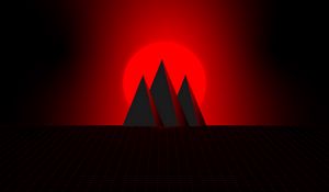 Preview wallpaper mountains, sun, vector, art, red