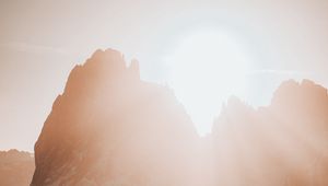 Preview wallpaper mountains, sunlight, dawn, landscape, flare