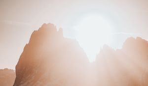 Preview wallpaper mountains, sunlight, dawn, landscape, flare