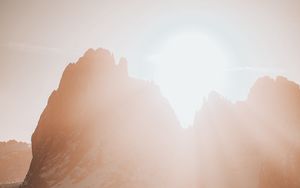Preview wallpaper mountains, sunlight, dawn, landscape, flare