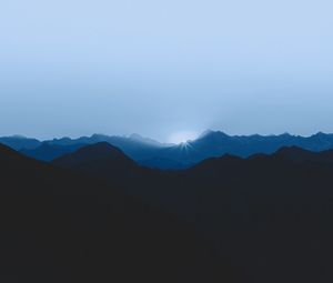 Preview wallpaper mountains, sunrise, dawn, sky