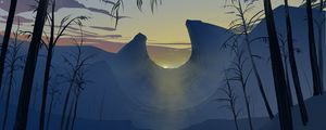 Preview wallpaper mountains, sunset, art, landscape, sunlight