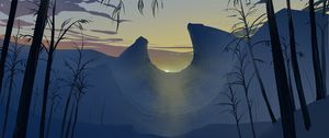 Preview wallpaper mountains, sunset, art, landscape, sunlight