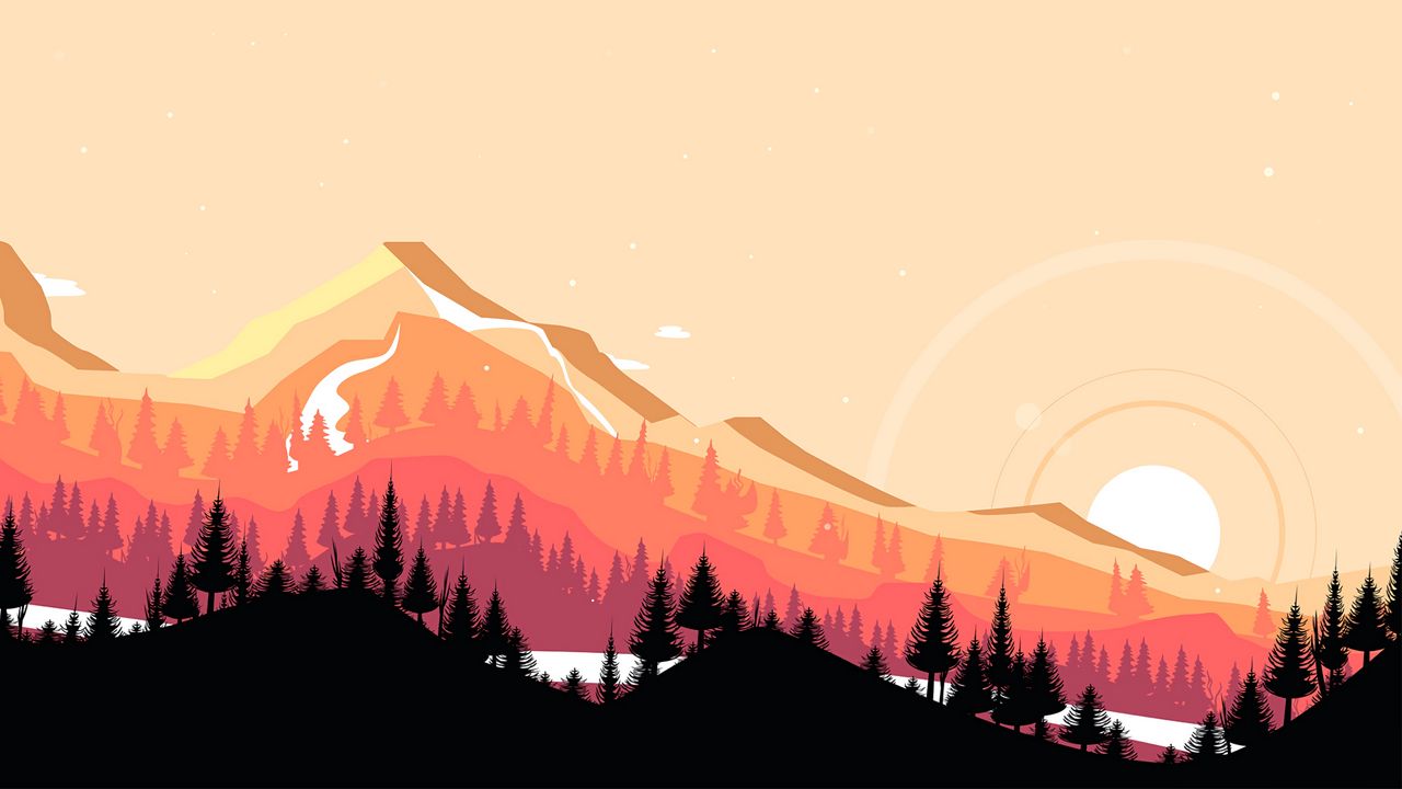 Wallpaper mountains, sunset, art, vector, landscape