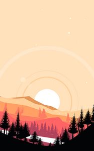 Preview wallpaper mountains, sunset, art, vector, landscape