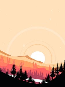 Preview wallpaper mountains, sunset, art, vector, landscape