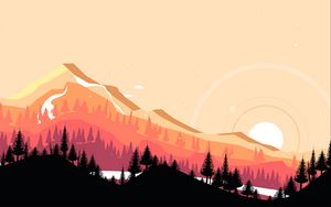 Preview wallpaper mountains, sunset, art, vector, landscape