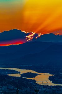 Preview wallpaper mountains, sunset, clouds, sky, evening, nature