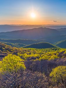 Preview wallpaper mountains, sunset, dusk, nature, landscape