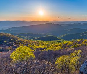 Preview wallpaper mountains, sunset, dusk, nature, landscape