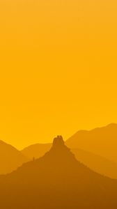 Preview wallpaper mountains, sunset, dusk, landscape, yellow