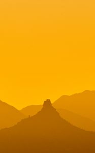 Preview wallpaper mountains, sunset, dusk, landscape, yellow