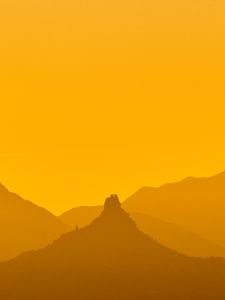 Preview wallpaper mountains, sunset, dusk, landscape, yellow