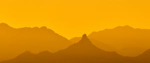 Preview wallpaper mountains, sunset, dusk, landscape, yellow