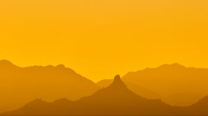 Preview wallpaper mountains, sunset, dusk, landscape, yellow