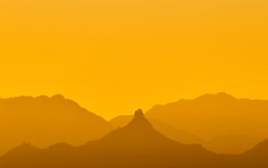 Preview wallpaper mountains, sunset, dusk, landscape, yellow