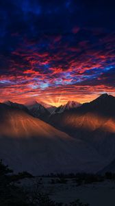 Preview wallpaper mountains, sunset, dusk, landscape, evening