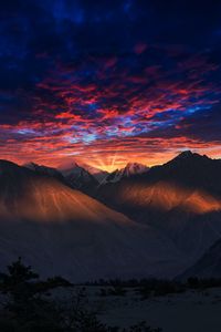 Preview wallpaper mountains, sunset, dusk, landscape, evening