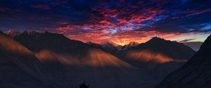 Preview wallpaper mountains, sunset, dusk, landscape, evening