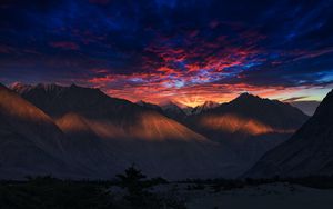 Preview wallpaper mountains, sunset, dusk, landscape, evening