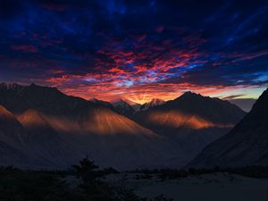 Preview wallpaper mountains, sunset, dusk, landscape, evening