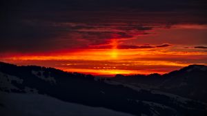 Preview wallpaper mountains, sunset, dusk, winter, snow, dark