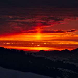Preview wallpaper mountains, sunset, dusk, winter, snow, dark