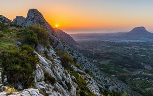 Preview wallpaper mountains, sunset, dusk, evening, landscape