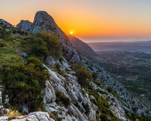 Preview wallpaper mountains, sunset, dusk, evening, landscape