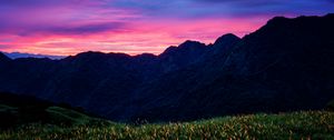 Preview wallpaper mountains, sunset, flowers, clouds, taiwan