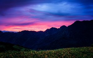 Preview wallpaper mountains, sunset, flowers, clouds, taiwan