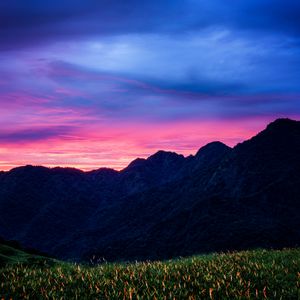 Preview wallpaper mountains, sunset, flowers, clouds, taiwan