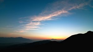 Preview wallpaper mountains, sunset, horizon, sky, clouds, california