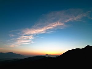 Preview wallpaper mountains, sunset, horizon, sky, clouds, california