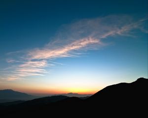 Preview wallpaper mountains, sunset, horizon, sky, clouds, california