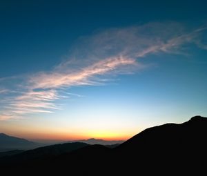 Preview wallpaper mountains, sunset, horizon, sky, clouds, california