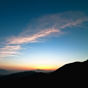 Preview wallpaper mountains, sunset, horizon, sky, clouds, california