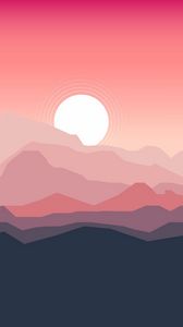 Preview wallpaper mountains, sunset, landscape, vector, art