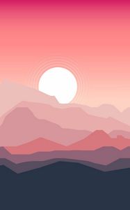Preview wallpaper mountains, sunset, landscape, vector, art