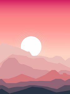 Preview wallpaper mountains, sunset, landscape, vector, art