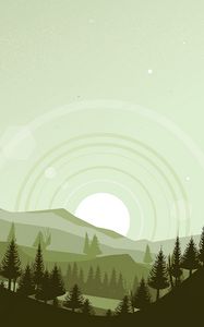 Preview wallpaper mountains, sunset, landscape, vector