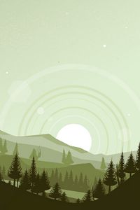 Preview wallpaper mountains, sunset, landscape, vector