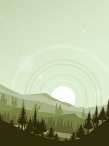 Preview wallpaper mountains, sunset, landscape, vector
