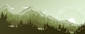 Preview wallpaper mountains, sunset, landscape, vector