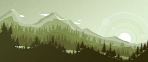 Preview wallpaper mountains, sunset, landscape, vector
